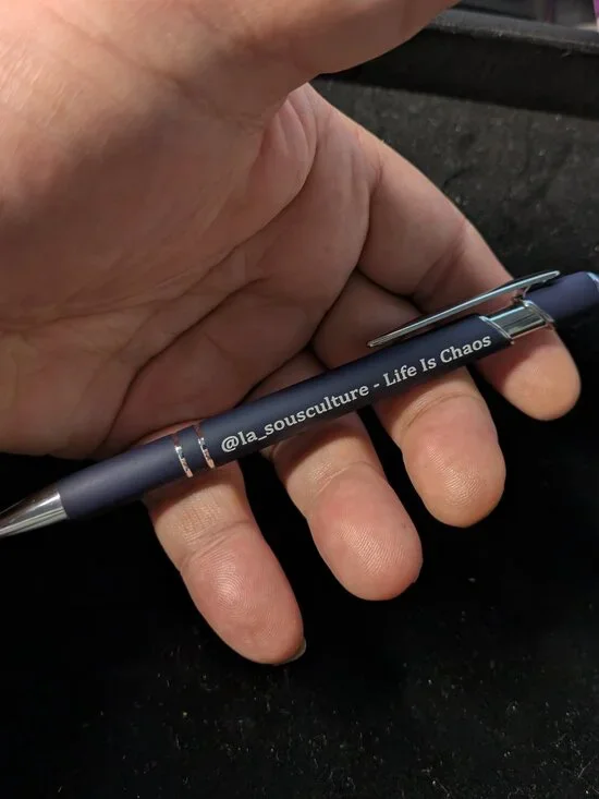NWOT - "Life Is Chaos" by @la_sousculture - Navy Blue Dual Pen & Stylus - Picture 3 of 3